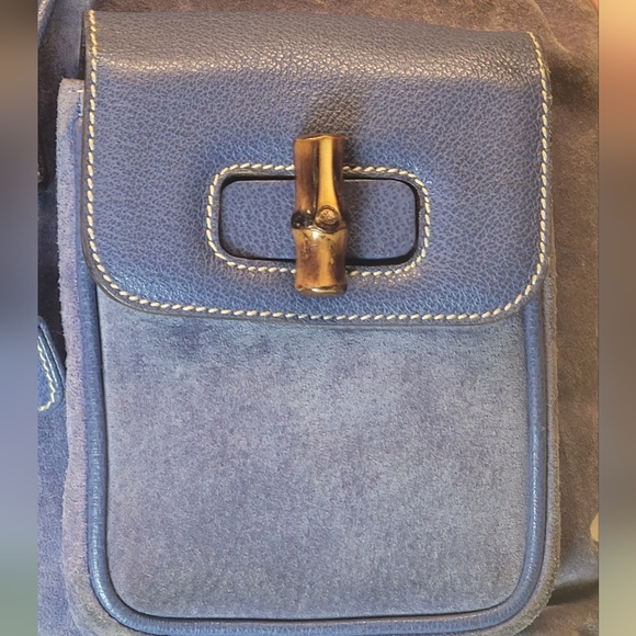 Gucci Bamboo Leather Suede Backpack - Periwinkle Color ๐๐ EUC - Picture 9 of 16